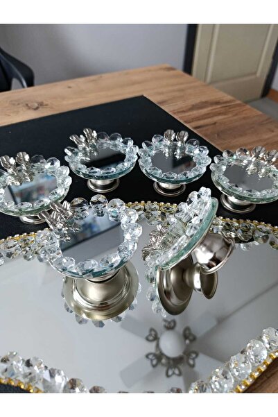 HİLALKRİSTAL 6 ADET AYNALI TAŞLI KUŞLU LOKUMLUK