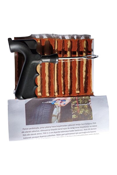 Bsr Dubleks Lastik Tamir Seti : 1 Fitil atma aleti, 10 kalın Fitil (10 yamalı...