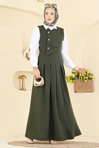 ModaMerve İnci Düğmeli Jileli Takım 342ASN888-MS Haki