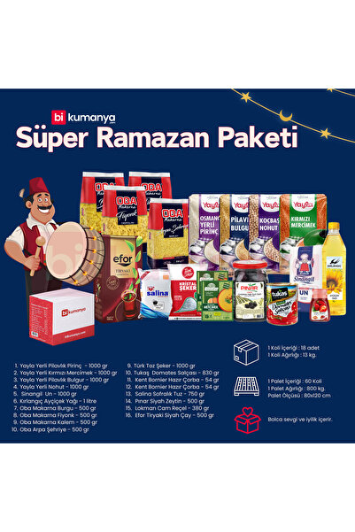 bikumanya Süper Ramazan Kumanyası - 18'li Gıda Kolisi