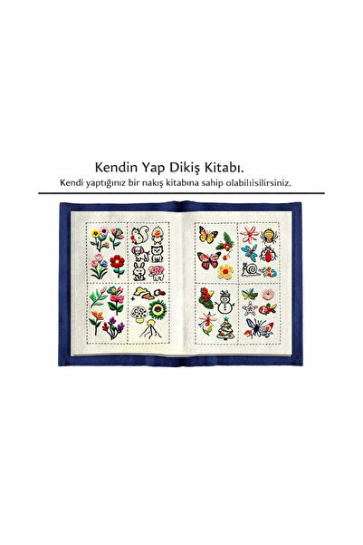 iğne izi Nakış Eğitim Seti 24 Renk İplik – Desenli Nakış Kitabı ve Tüm Malzem...