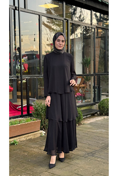 AlMarwah Şifon Katmanlı Salaş Elbise 905004