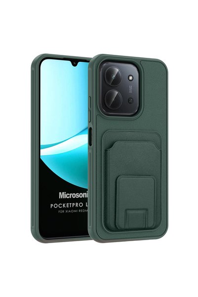 Microsonic Redmi 15C Case Pocketpro Litchi Dark Green