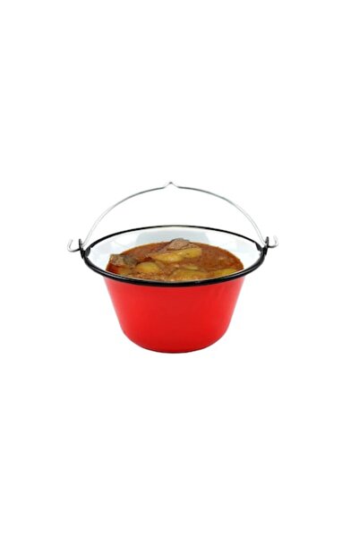 OEM Flat Bottom Serving Pot, Enamel, 0.8 L, Diameter 14.5 cm, Red