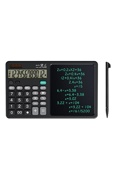 Amir Calculator stiintific ecran LCD 7 inch 12 cifre solar/baterie negru 25.3...