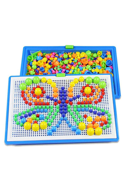 RCO Joc mozaic cu pioneze multicolore si cutie de depozitare din plastic, 832 piese in trei dimensiuni