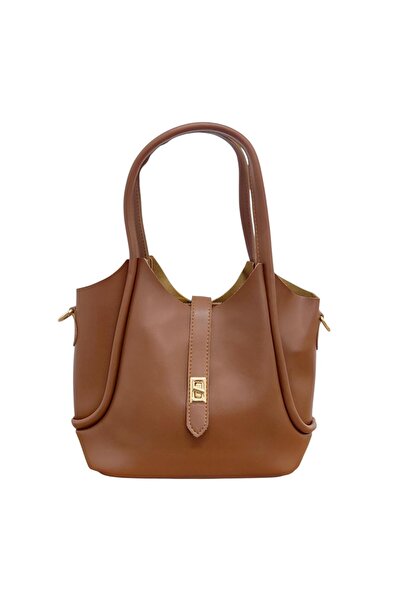GIG Lock Detailed Tote Women's Hand and Shoulder Bag with Puppy Detail and Inner Bag