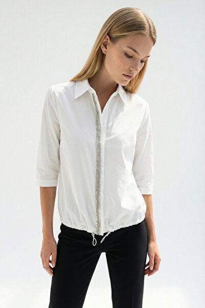 Exquise Truvakar Regular Shirt with Embroidered Sleeves and Elastic Waist