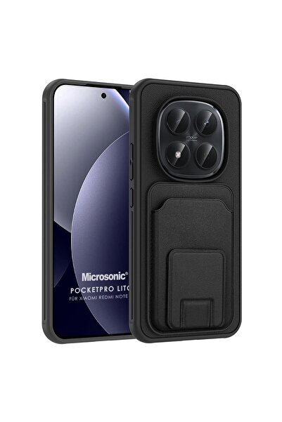 Microsonic Redmi Note 15 Pro Plus 5G Kılıf PocketPro Litchi Siyah