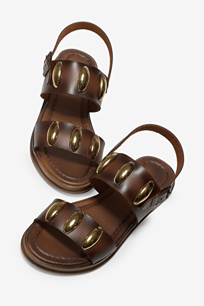 Tonny Black Women's Tan Thermo Sole Buckle Single Strap Sandals