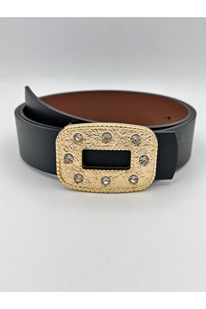 MODAM HİFA Gold Buckle Stoned Women's Belt Trouser Belt Dress Belt Shirt Belt...