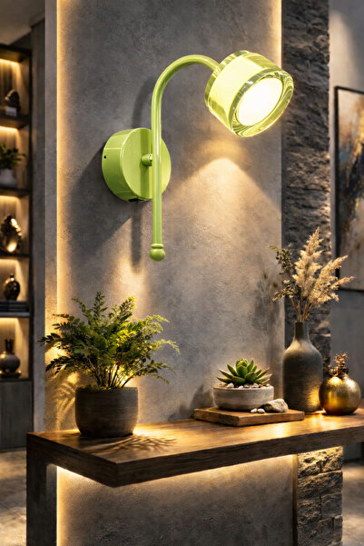 Natiorj Şeffaf Cam Detaylı Yeşil Pilli Tak Çalıştır Cafe Salon Yatak Odası Ap...