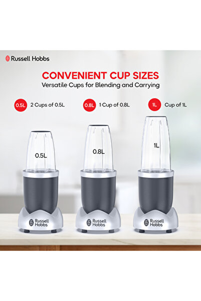RUSSELL HOBBS Nutri Blender 900W, 23000 RPM, 3 Cups, Smoothie & Grinding Blades