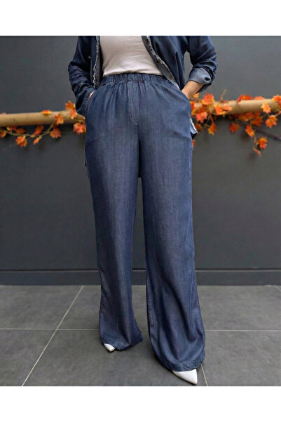 DenizEge Дънки с прав крак от Lyocell, тъмно сини