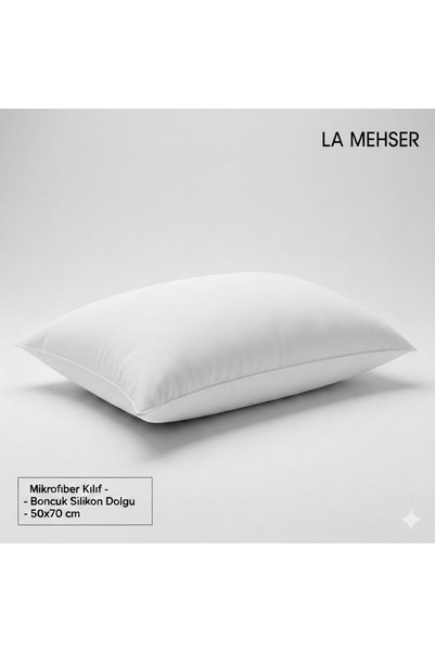 LA MEHSER 2-Piece 50X70 Bead Silicone Filled Hotel Type Non-Collapsing Sleeping Pillow