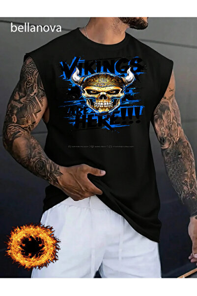 bellanova Men's Sports and Casual Stylish Printed Cotton Fabric Black Fitness...