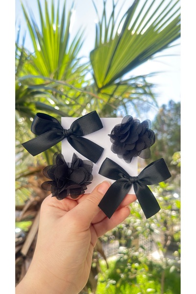 Toka Perisi Baby Girl Black Frida Bow 4-Piece Buckle Set