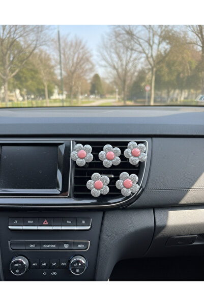 Çiçek Antalya مجموعة من 5 قطع زخرفية فضية لامعة على شكل زهرة لتزيين شبكة مكيف...