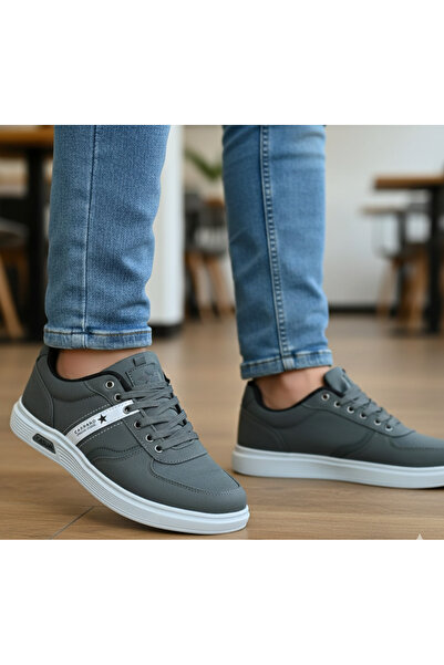Carrano 1130 siyah beyaz keten erkek spor günlük sneaker rahat spor ayakkabı