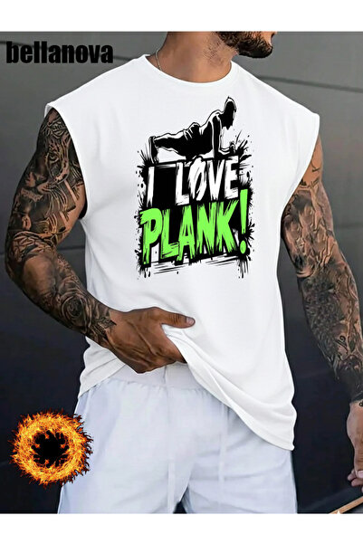 bellanova Men's White Printed Oversized Cut Cotton Crew Neck Undershirt