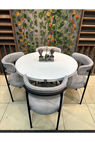 Has Grup Masa Sandalye Bohem Metal Model Masa Takımı Bella 4 Kişilik