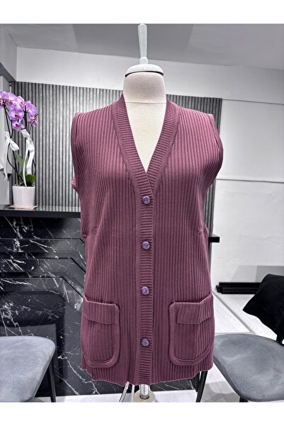 Özenli Triko Wool Knitted Patterned Knitwear Mother's Vest Non-Pilling