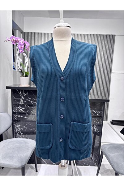 Özenli Triko Wool Knitted Patterned Knitwear Mother's Vest Non-Pilling