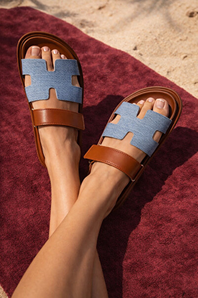 MoonliWear Papuci cu bandă cu arici pentru femei, sandale în formă de H