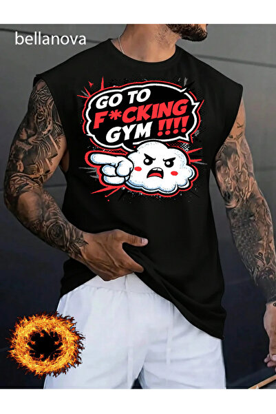 bellanova Men's Sports and Casual Stylish Printed Cotton Fabric Black Fitness...