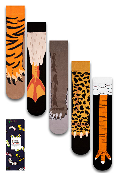 Neşeli Çoraplar 5'li Hayvanlar Alemi Kutulu Çorap Set