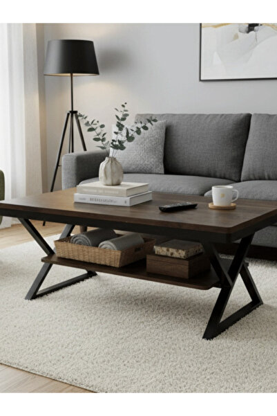 BEC5 Modern salon table - premium wood and sturdy iron base