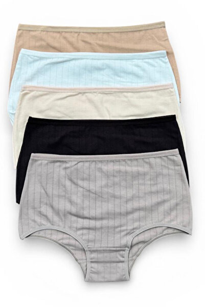 Nicoletta Women's Panties 5 Pack High Waist Cotton Lycra Ribbed Camisole Ribb...