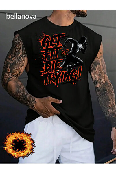 bellanova Men's Sports and Casual Stylish Printed Cotton Fabric Black Fitness...