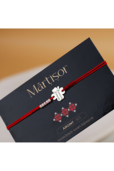 BLACK SWAN Bijoux 925 Silver Martisor Bracelet - 4-leaf Clover - Beautiful Sp...