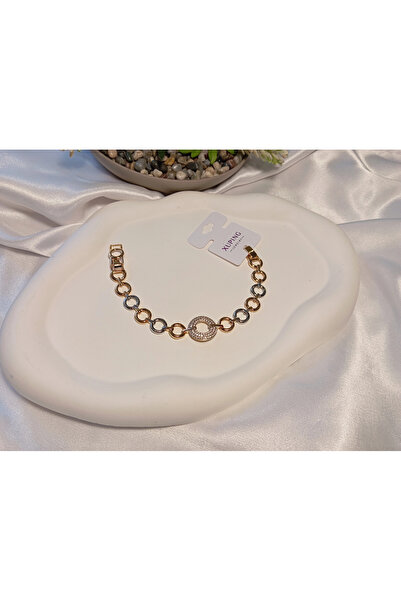 XUPING JEWELRY سوار فضي ووردي اللون مزين بحجر الزركون بطول 17-19 سم