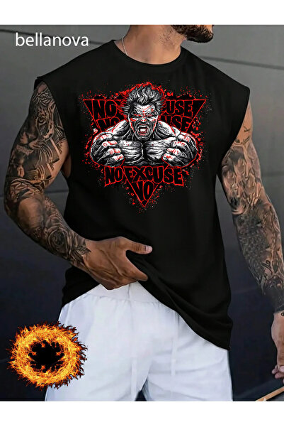 bellanova Men's Sports and Casual Stylish Printed Cotton Fabric Black Fitness...