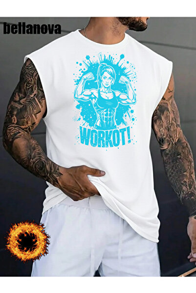 valeriae قميص رجالي أبيض مطبوع بقصة واسعة من القطن وياقة دائرية