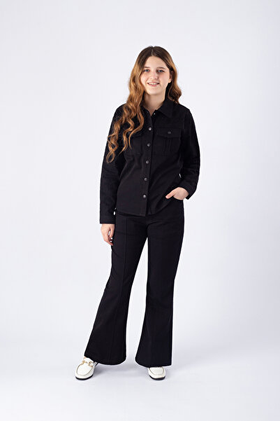 Pafim Girls' Spanish Flared Gabardine Pants Set with Shirt, Young Girls' Embr...