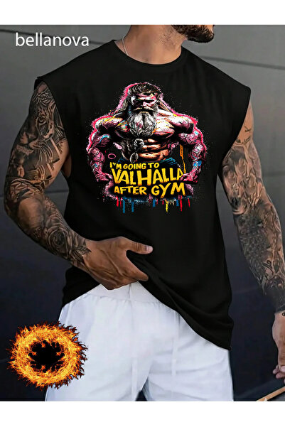 bellanova Men's Sports and Casual Stylish Printed Cotton Fabric Black Fitness...