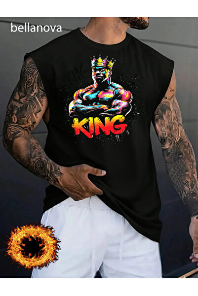 bellanova Men's Streetwear Style Original Lettered Black Cotton Tank Top Clot...