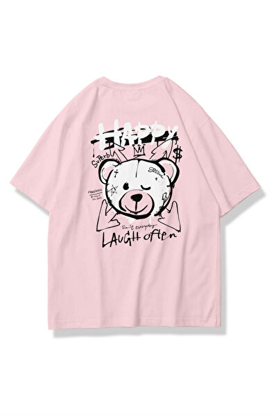 Trendiz Unisex Happy Bear Tshirt Pembe