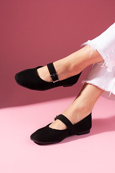 FUGA MODA Lorena Black Antilop Zlatna Sa kopčom Debeli Band Baletanke