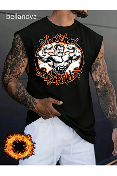 bellanova Men's Sports and Casual Stylish Printed Cotton Fabric Black Fitness...