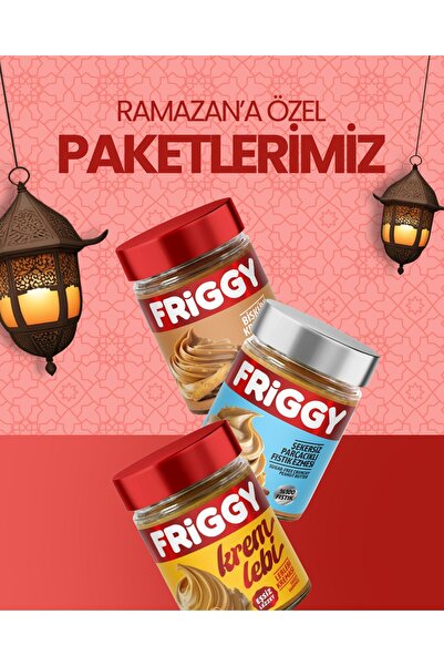 FRİGGY 3'lü Set Leblebi Kreması +Şekersiz Parçacıklı Fıstık Ezmesi+ Bisküvi K...