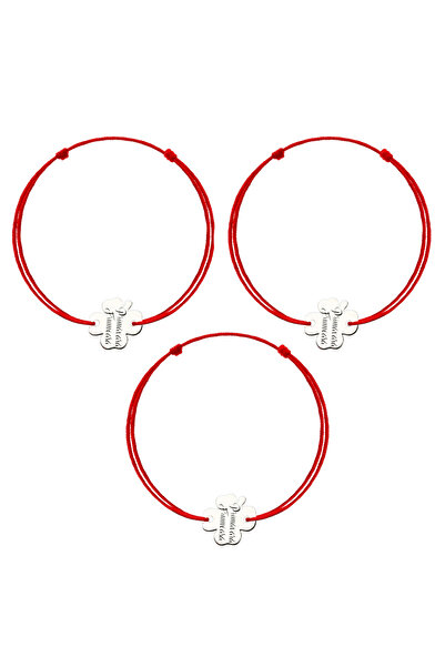 BLACK SWAN Bijoux Pack of 3 x 925 Silver Martisor Bracelet - 4-leaf Clover - ...