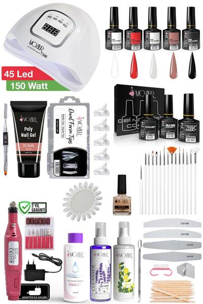 MOZIUR Kalıcı Oje ve Protez Tırnak Poly Jel Seti UV LED Lamba 150W
