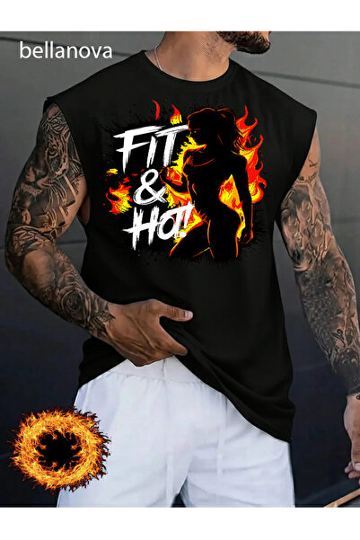 bellanova Men's Sports and Casual Stylish Printed Cotton Fabric Black Fitness...