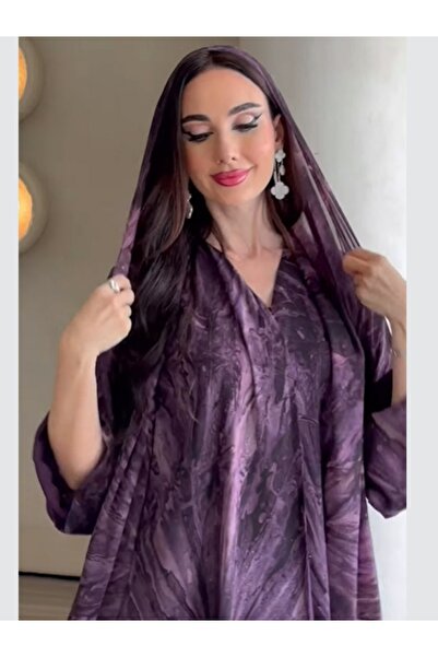 Noon Noora Printed Cardigan and Headscarf Two-piece Set