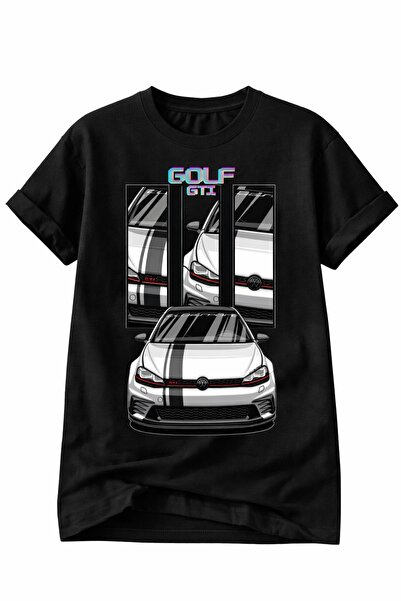 TshirtLab Wolkswagen GTI (Mk7) Baskılı Oversize Unisex Siyah T-Shirt