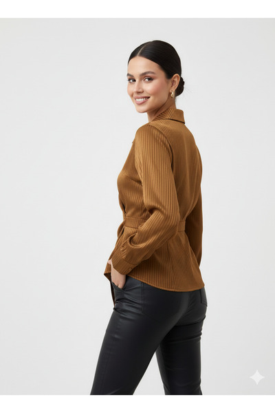 Ekol Yandan Düğmeli Uzun Kol Bluz 2826